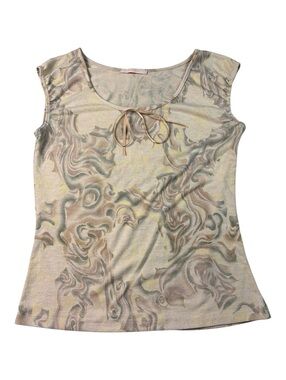 Forever 21 Y2K Floral Swirl Mesh Tie Front Top Made in USA